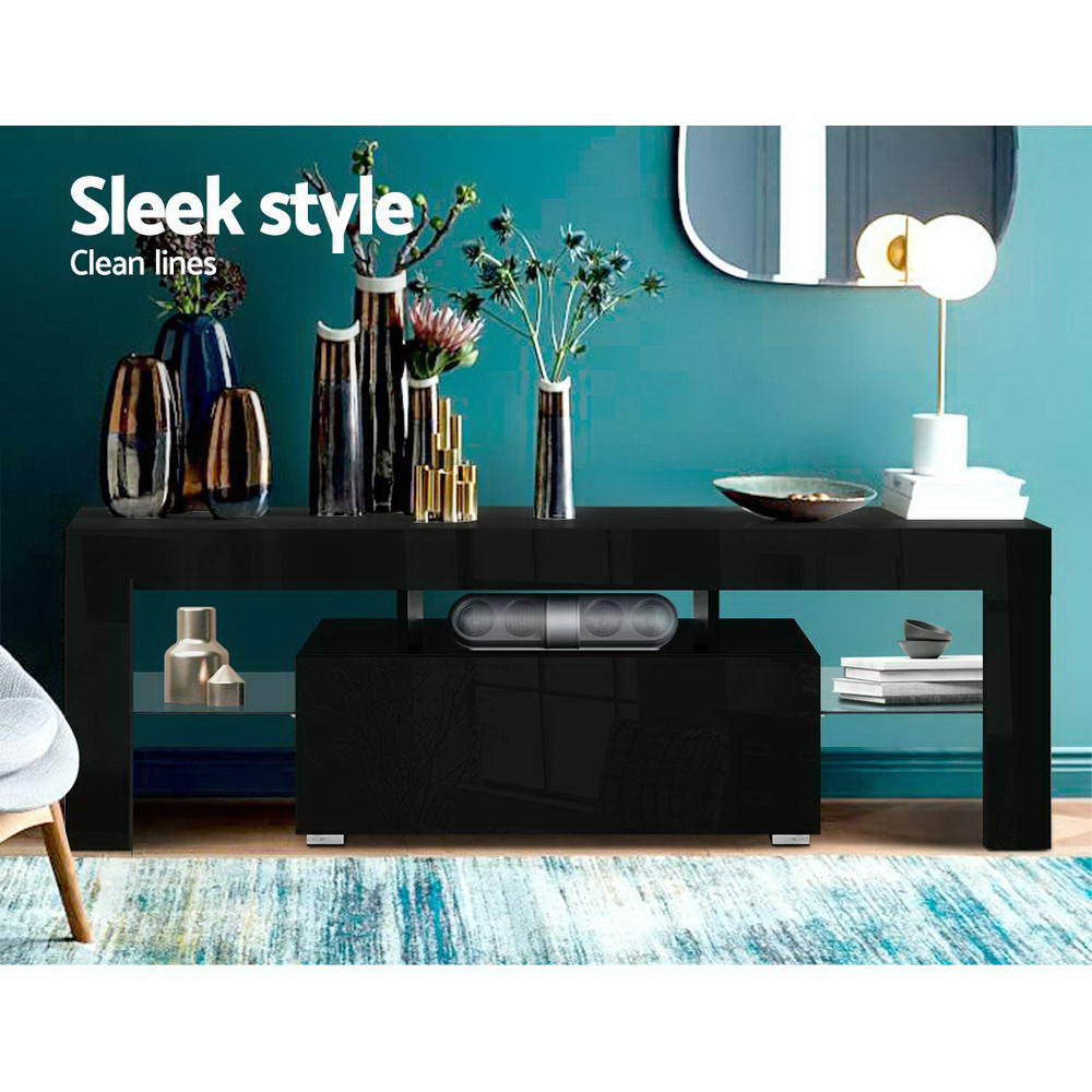Elo 130cm TV Cabinet LED Entertainment Unit Black