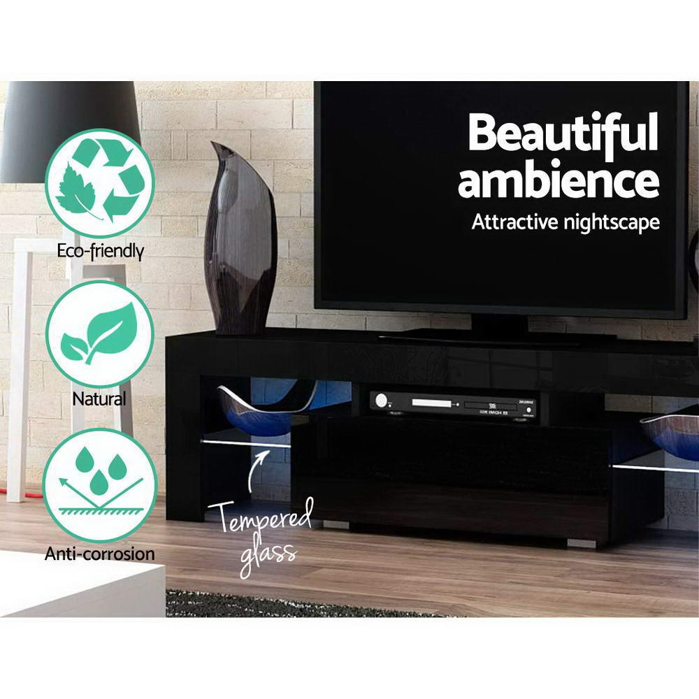 Elo 130cm TV Cabinet LED Entertainment Unit Black