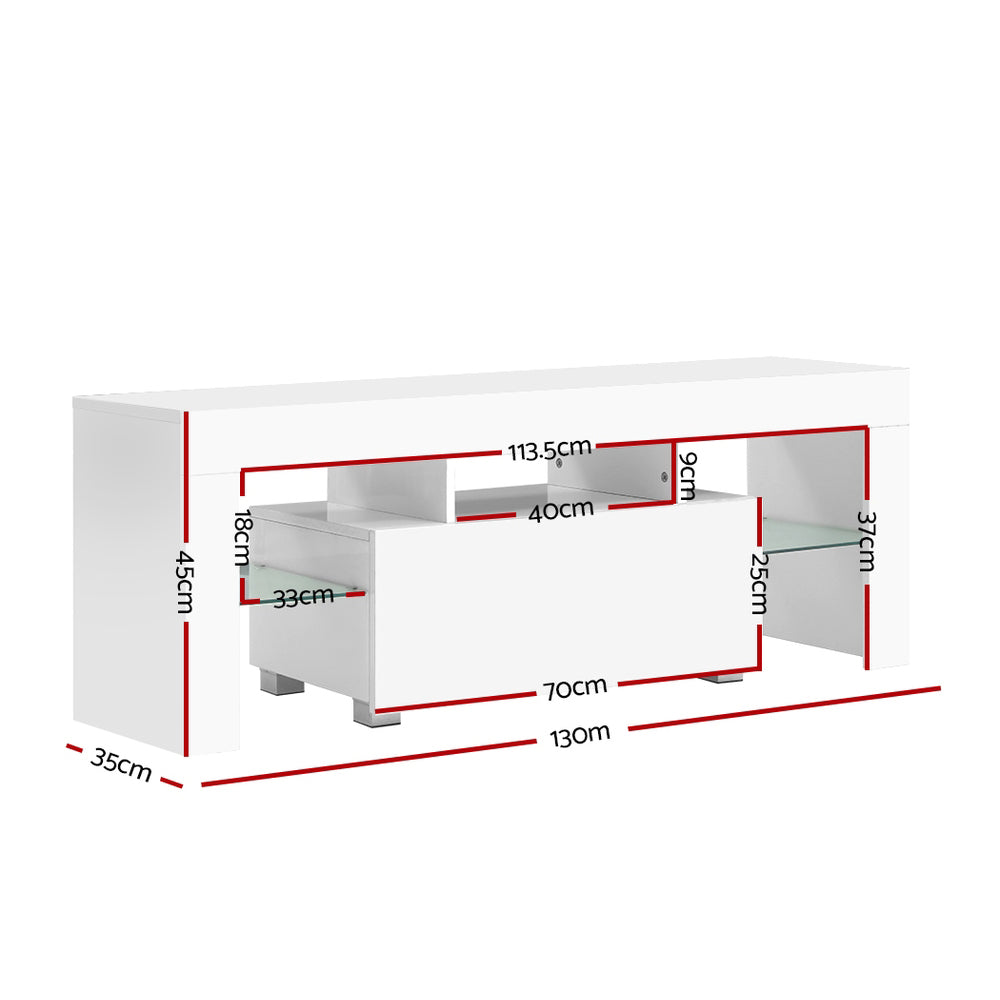 Elo 130cm TV Cabinet Entertainment Unit LED White