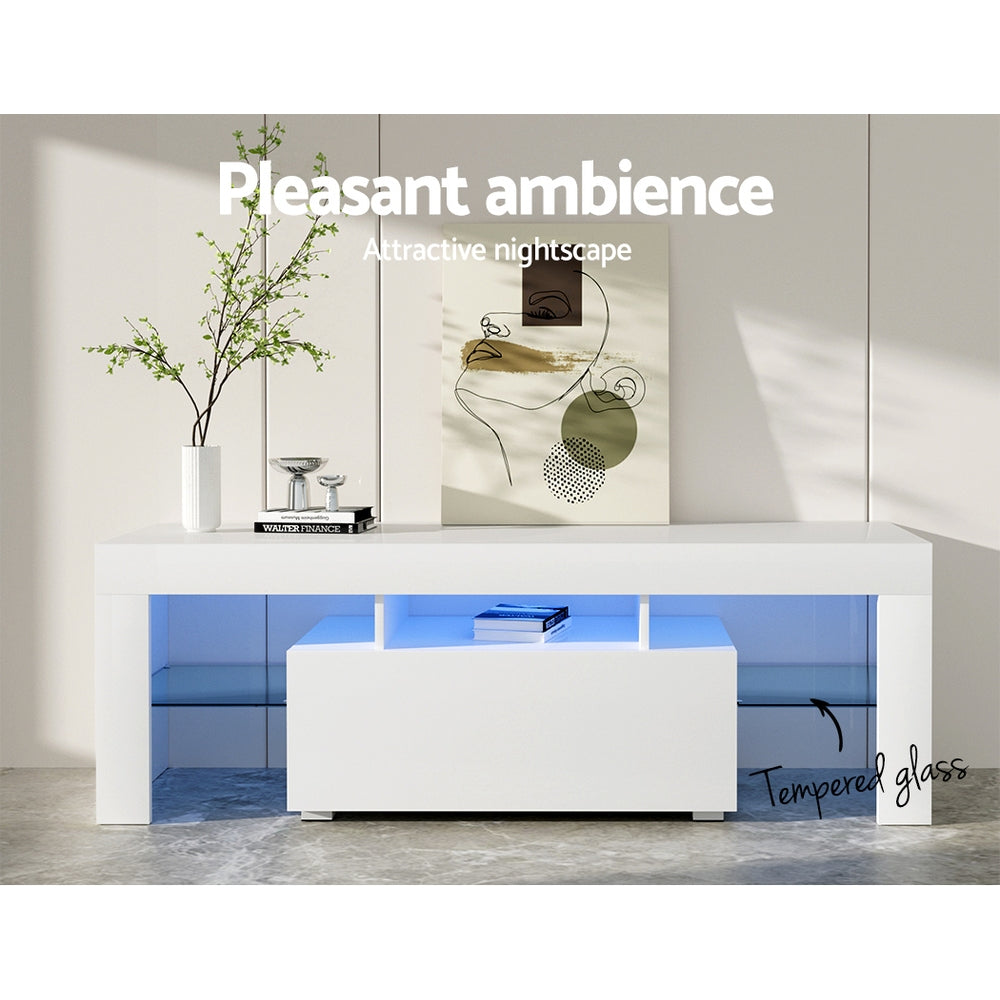 Elo 130cm TV Cabinet Entertainment Unit LED White