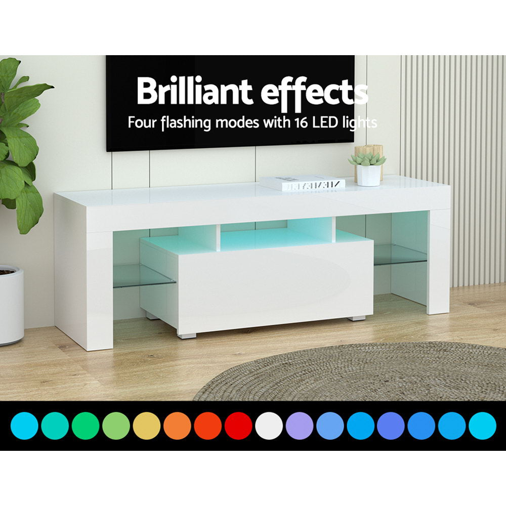 Elo 130cm TV Cabinet Entertainment Unit LED White