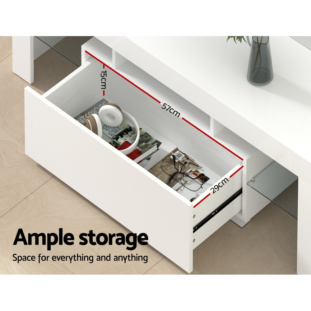 Elo 130cm TV Cabinet Entertainment Unit LED White