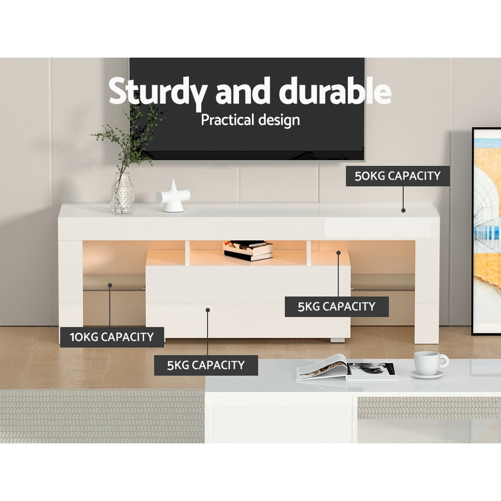 Elo 130cm TV Cabinet Entertainment Unit LED White