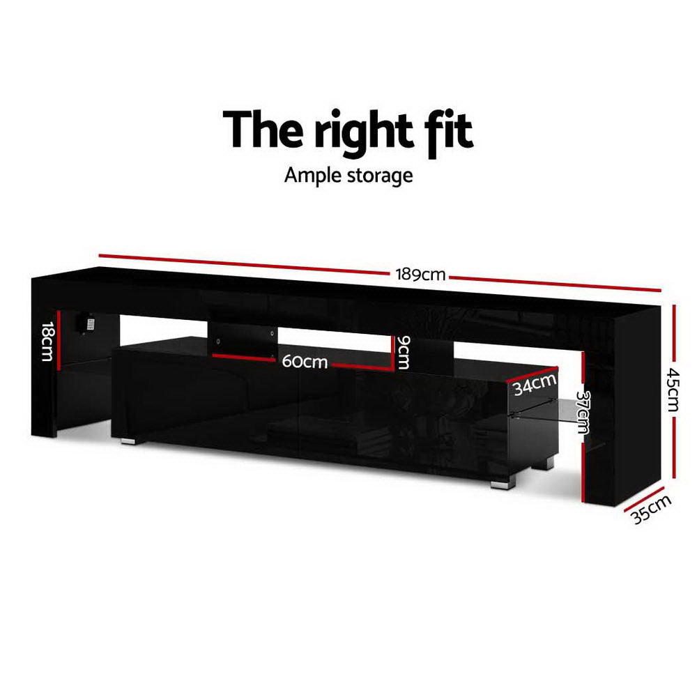 Elo 189cm Entertainment Unit TV Cabinet LED Black