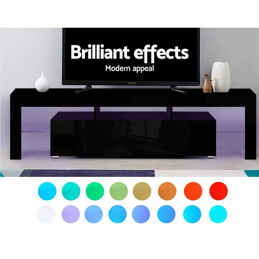 Elo 189cm Entertainment Unit TV Cabinet LED Black