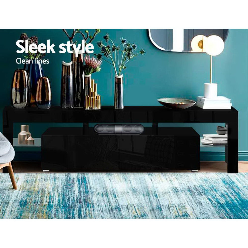 Elo 189cm Entertainment Unit TV Cabinet LED Black