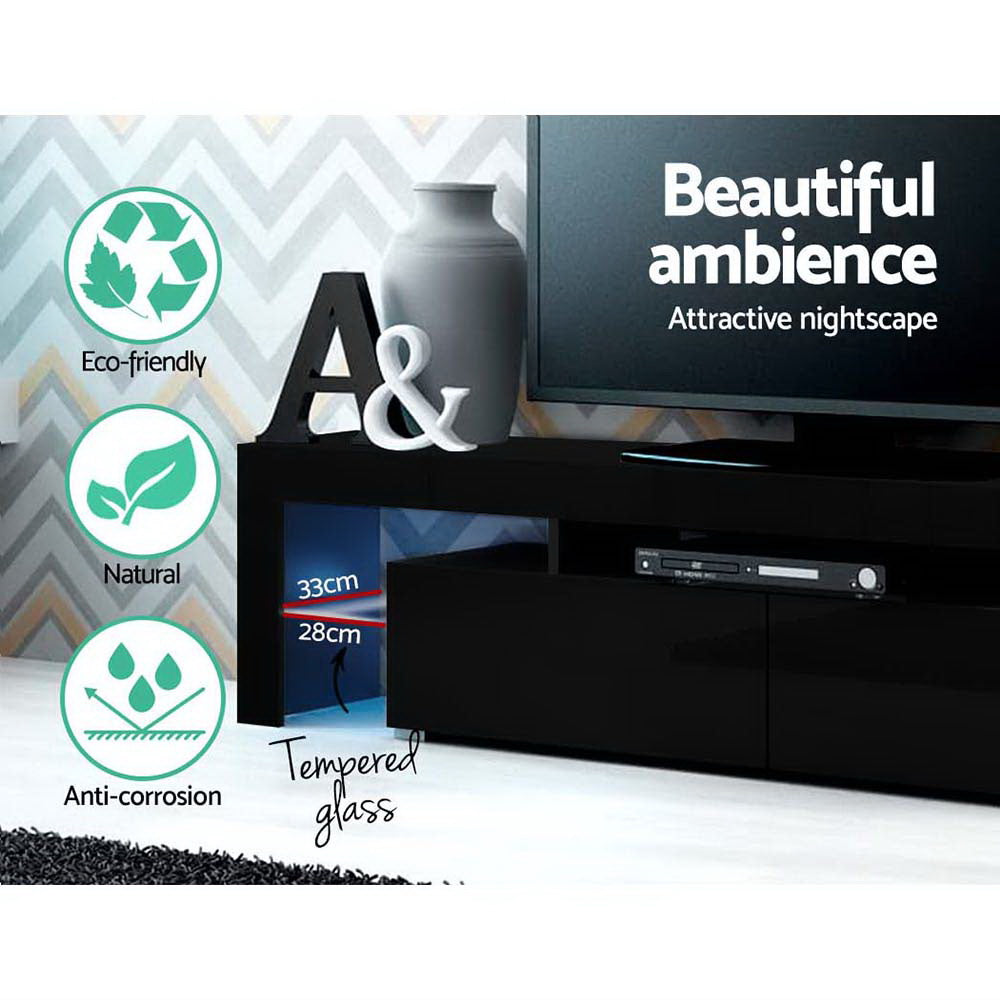 Elo 189cm Entertainment Unit TV Cabinet LED Black