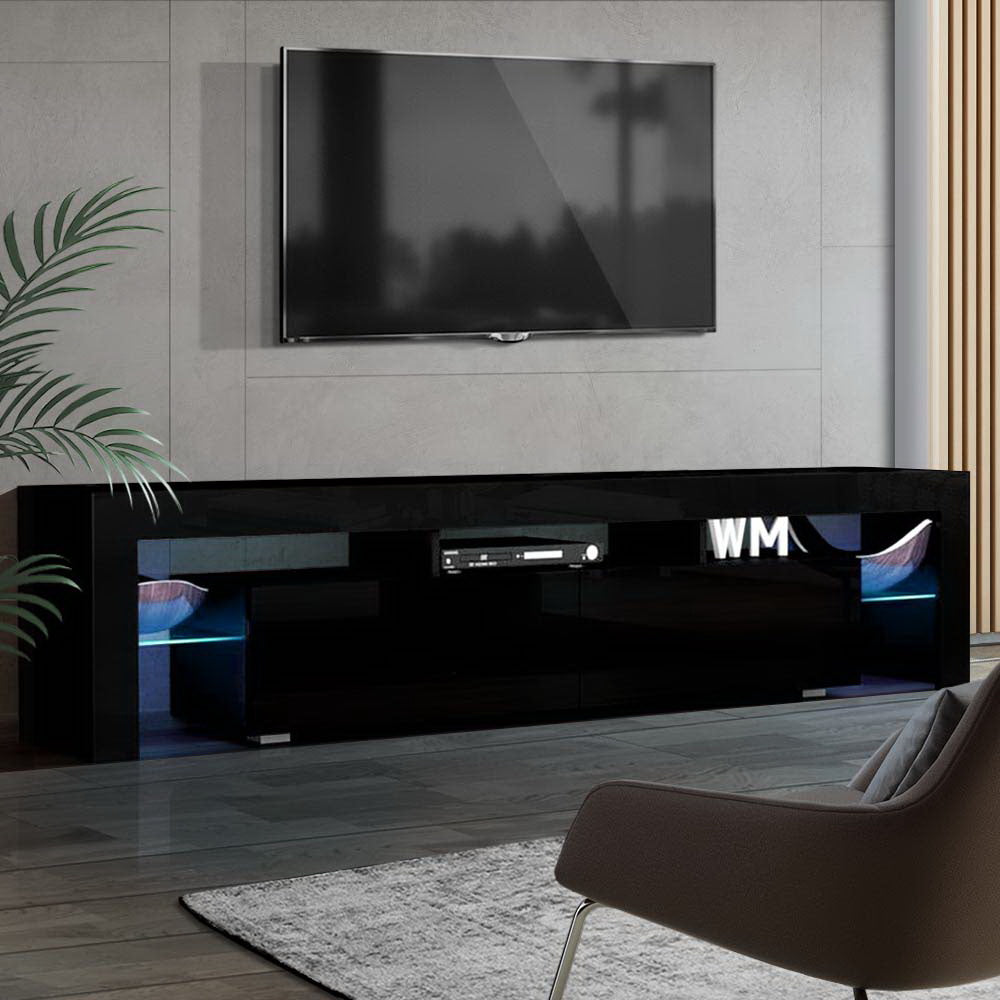 Elo 189cm Entertainment Unit TV Cabinet LED Black