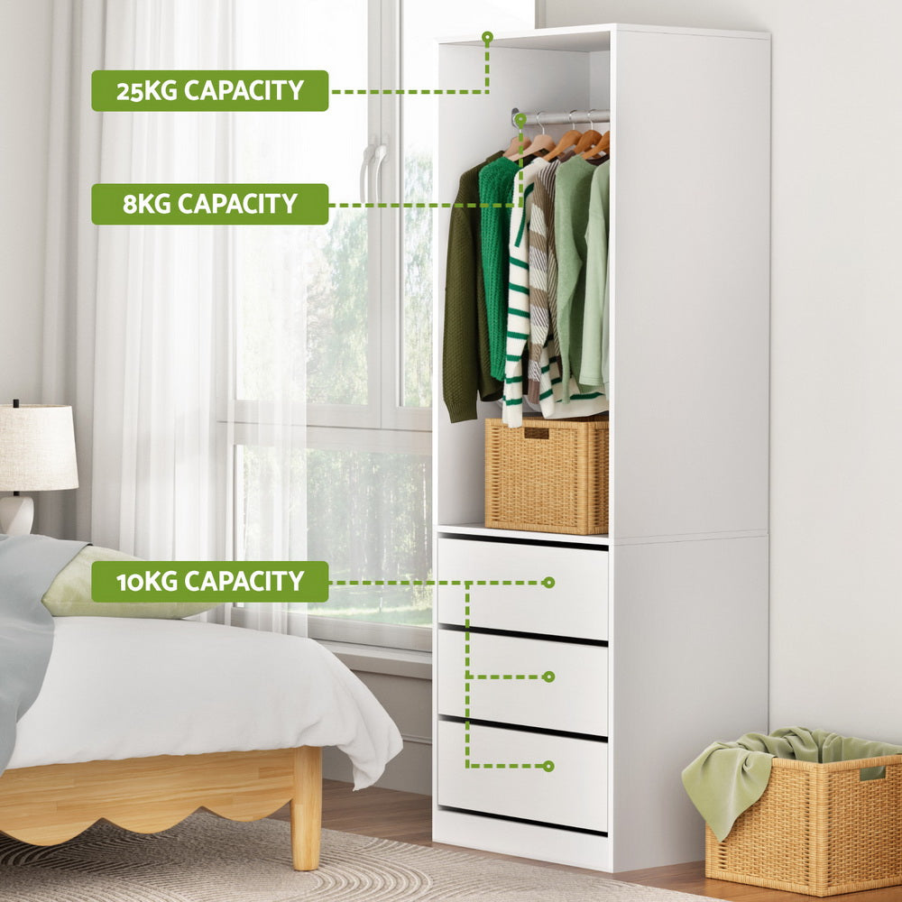 Artiss White Wardrobe Closet Storage Organiser 3-Drawer
