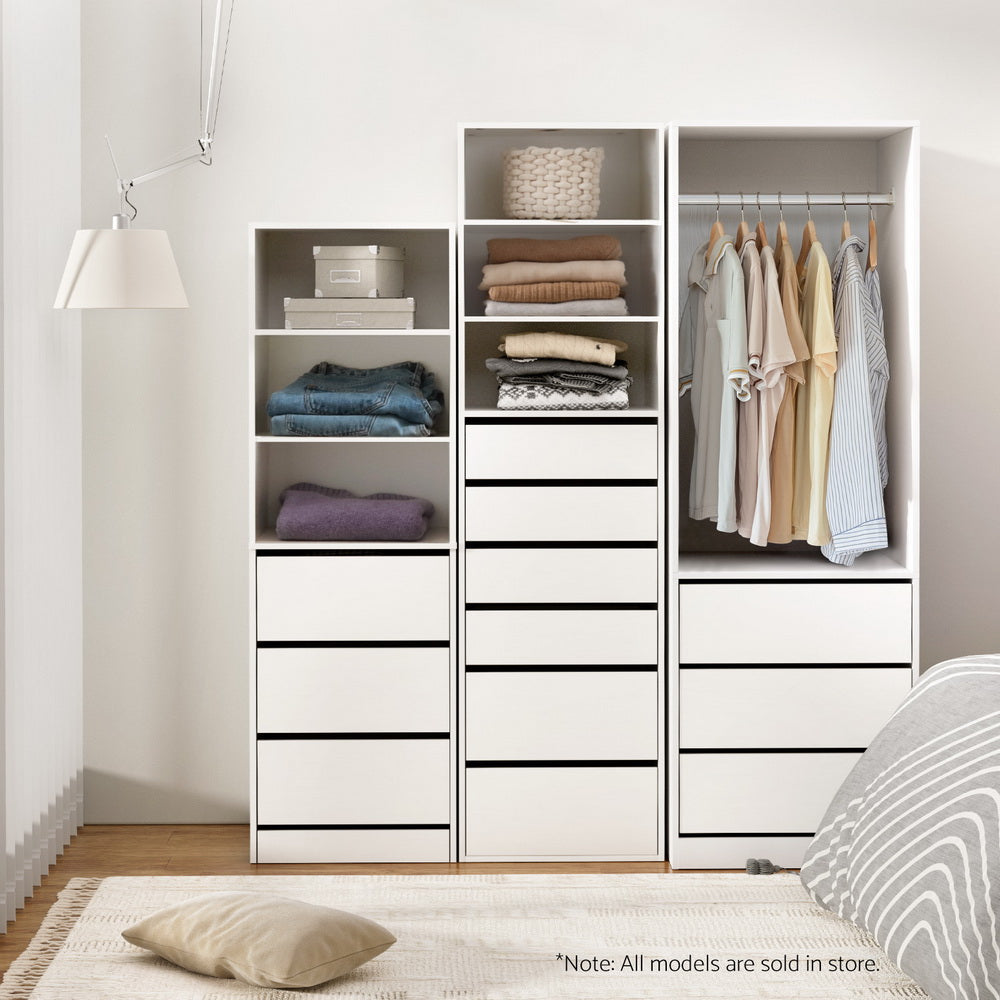 Artiss White Wardrobe Closet Storage Organiser 3-Drawer