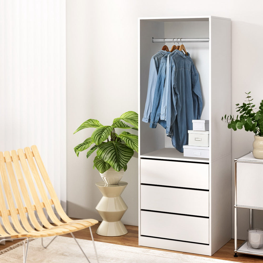 Artiss White Wardrobe Closet Storage Organiser 3-Drawer