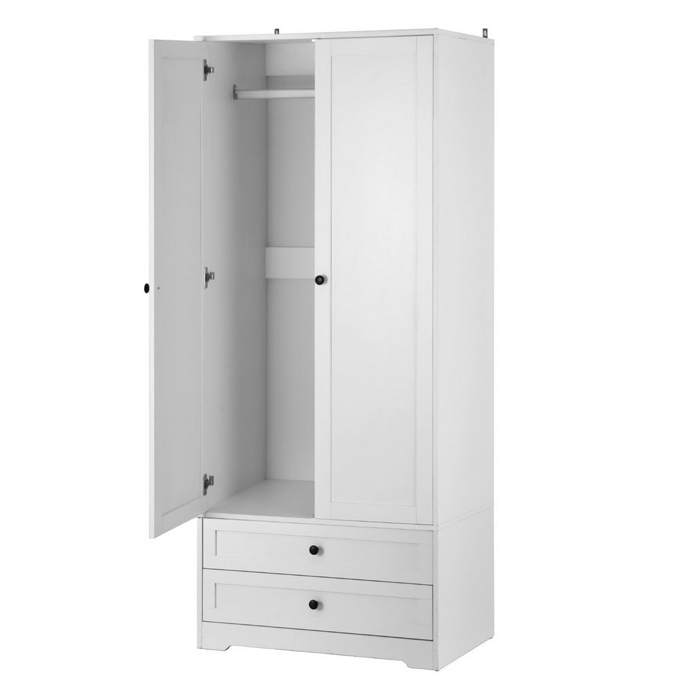 Artiss White Wardrobe Closet Organiser 2 Doors 2 Drawers