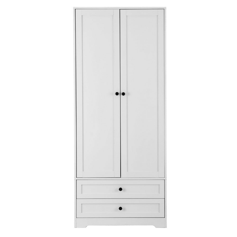 Artiss White Wardrobe Closet Organiser 2 Doors 2 Drawers