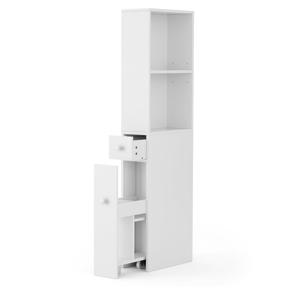 Artiss Bathroom Storage Cabinet Slim Toilet Corner 135cm White