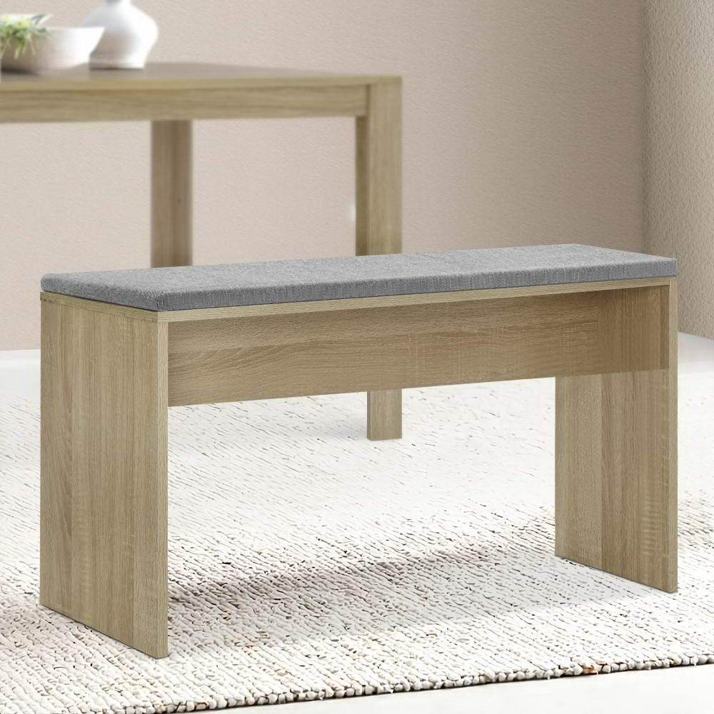 NATU 90cm Dining Bench Upholstered Seat Oak