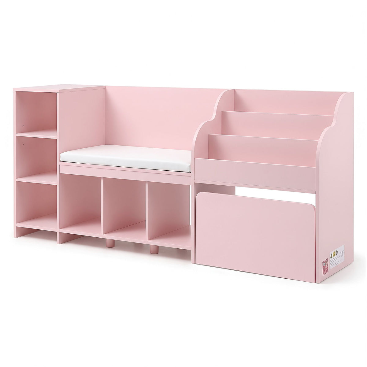 Keezi Kids Storage Unit Bookshelf Toy Box Bench Seat 170cm Pink