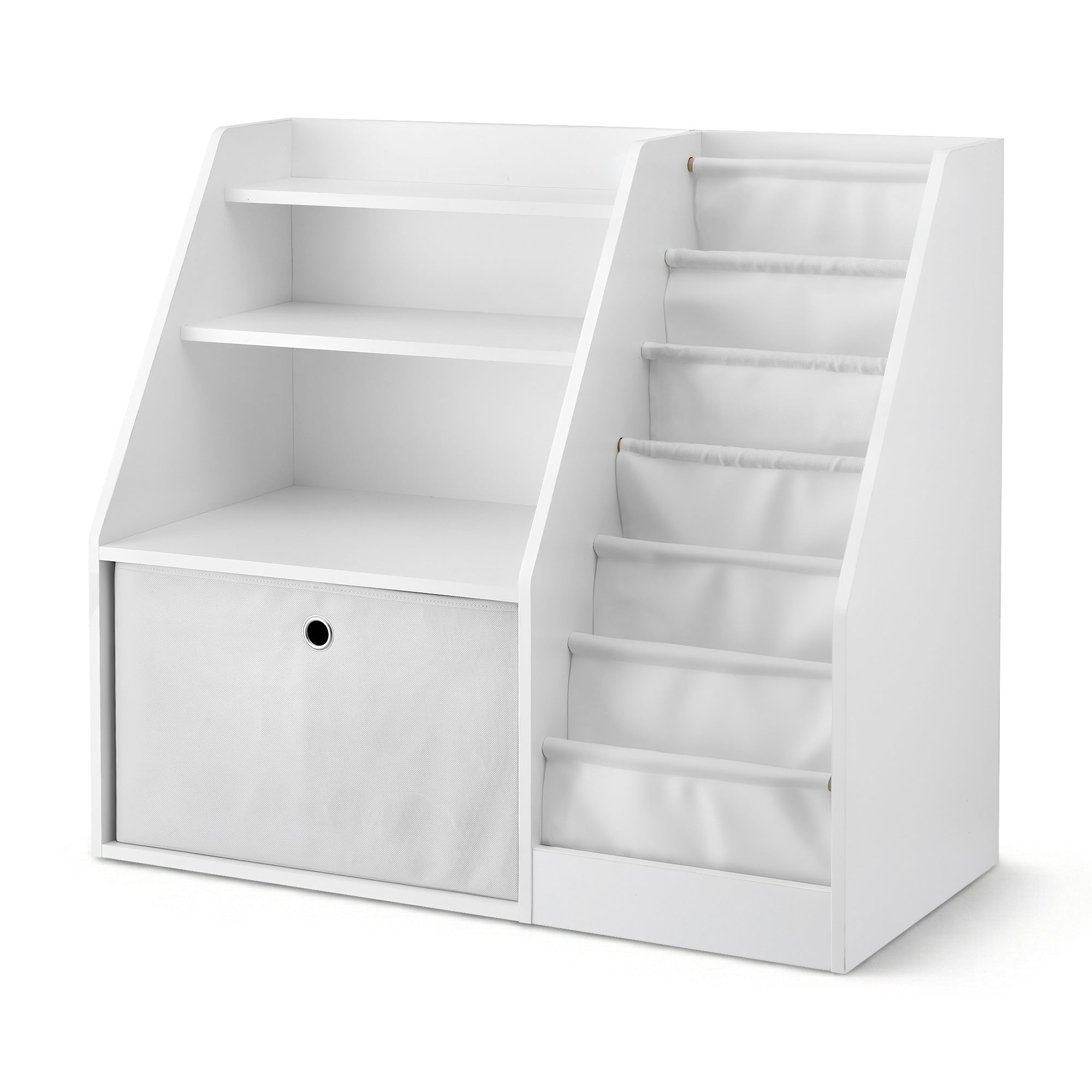 Keezi Kids Bookshelf Children Bookcase Organizer Storage Rack Display Drawer White