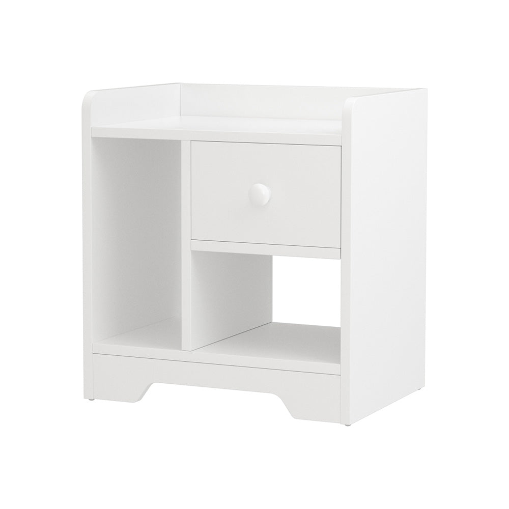 Artiss Bedside Table with Drawer and Open Shelf Storage White