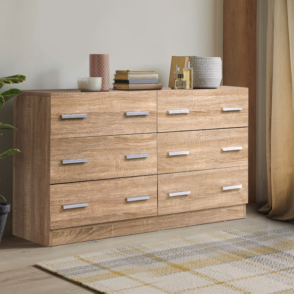 Veda 6 Drawer Lowboy Storage Chest of Drawers - Pine
