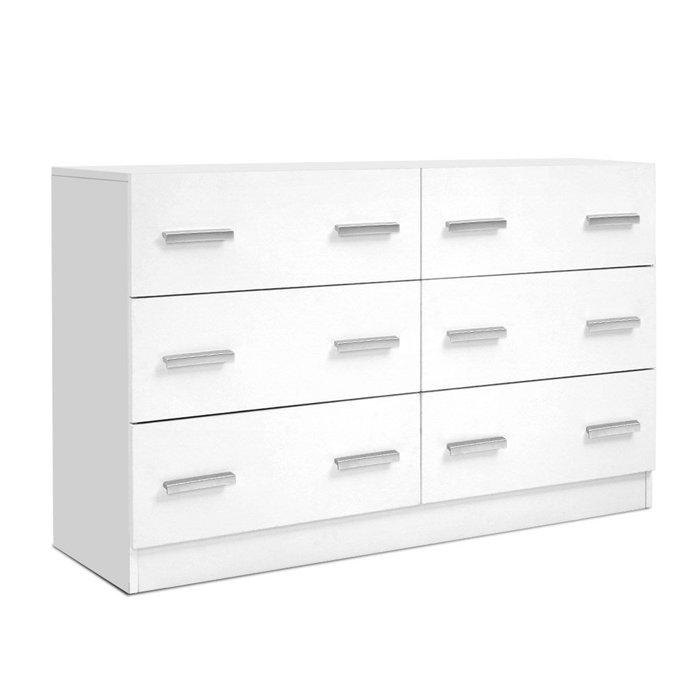 VEDA 6-Drawer Lowboy White Chest