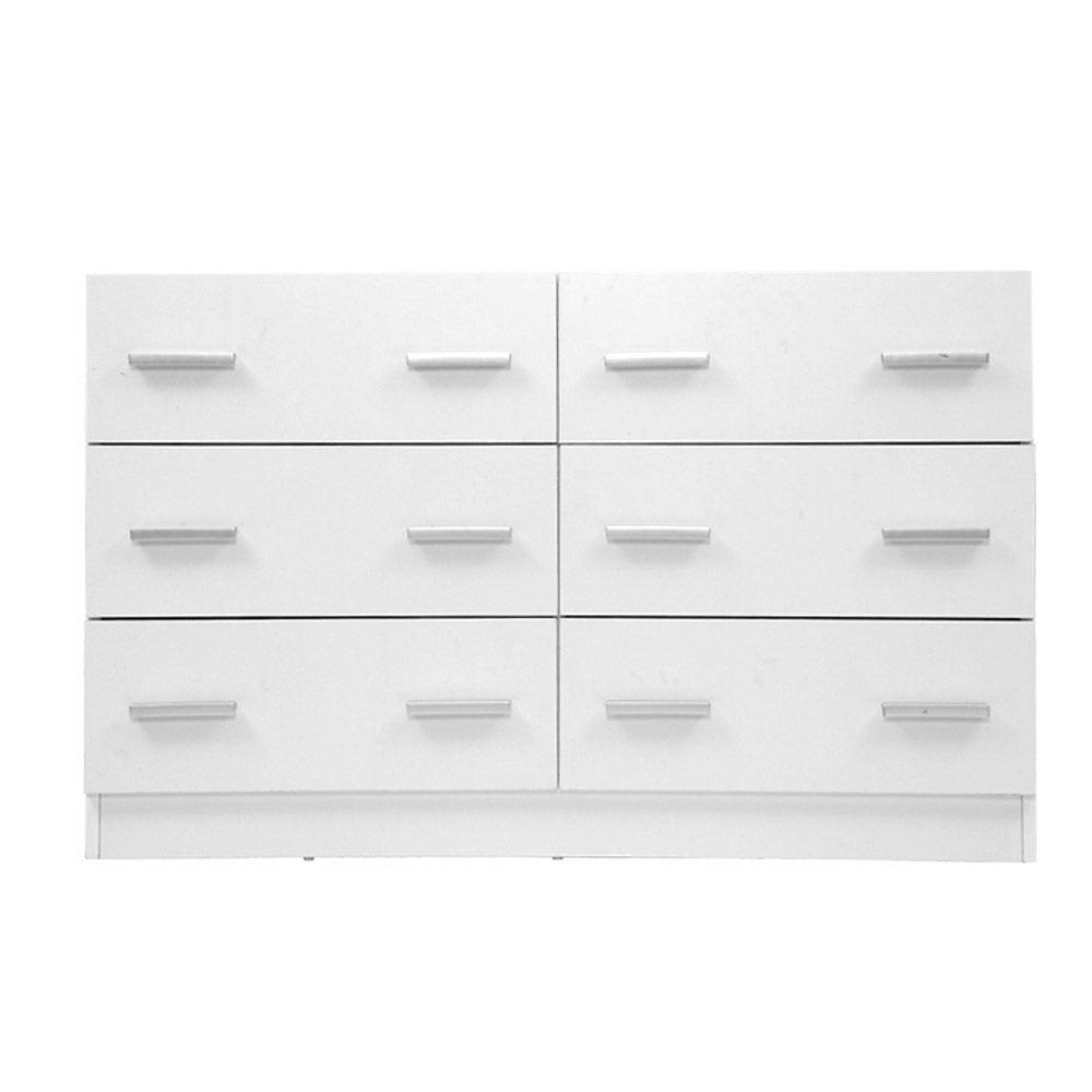 VEDA 6-Drawer Lowboy White Chest