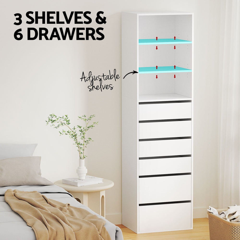 Artiss Tallboy Cabinet 6-Drawer White