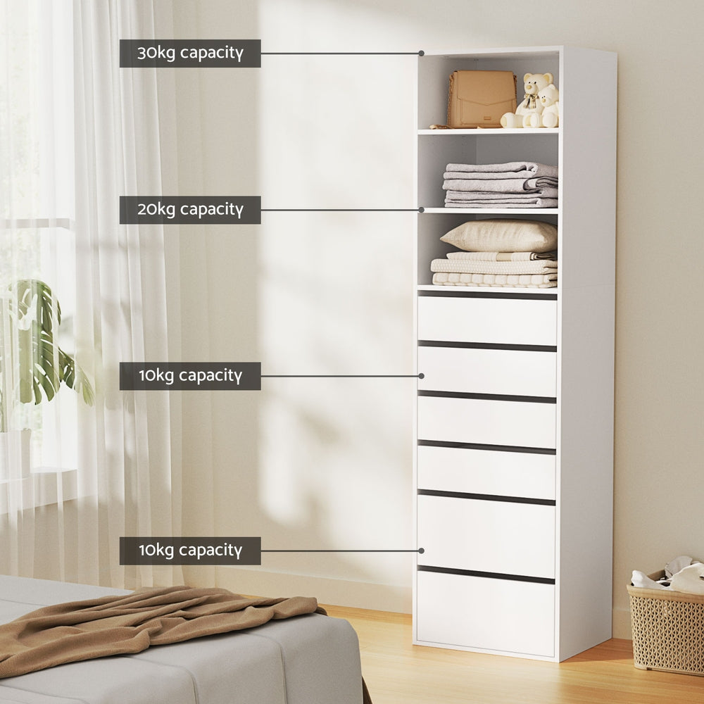 Artiss Tallboy Cabinet 6-Drawer White