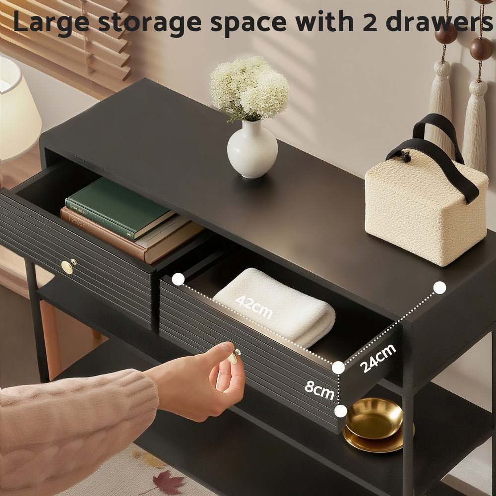 Artiss 3-Tier Console Table Black
