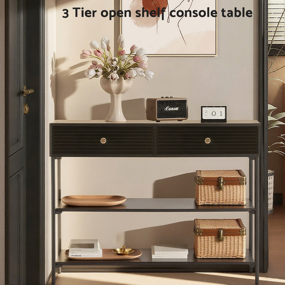 Artiss 3-Tier Console Table Black