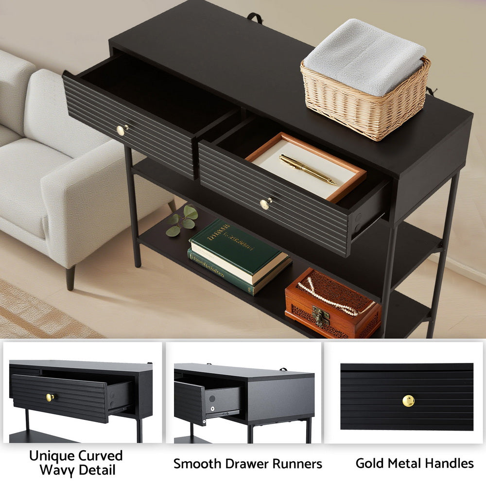 Artiss 3-Tier Console Table Black