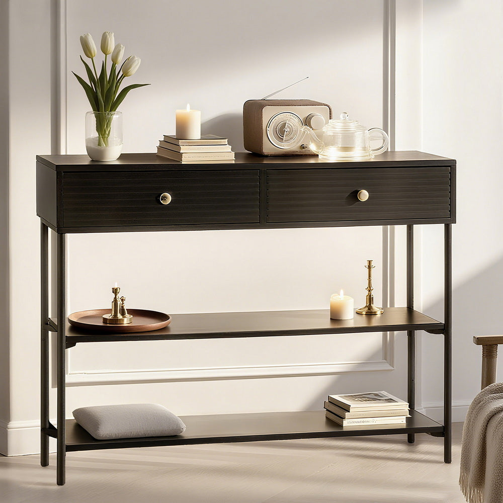 Artiss 3-Tier Console Table Black