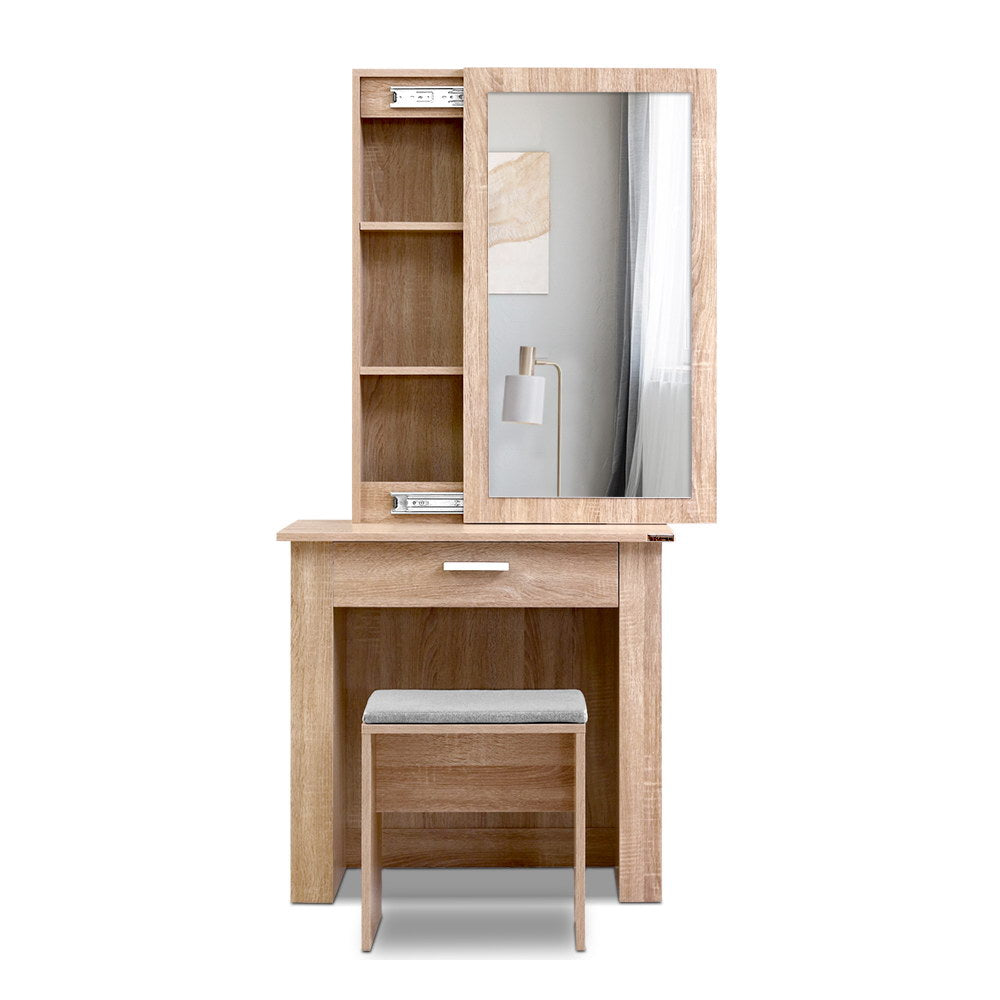 Demi Dressing Table Stool Set Sliding Mirror Oak