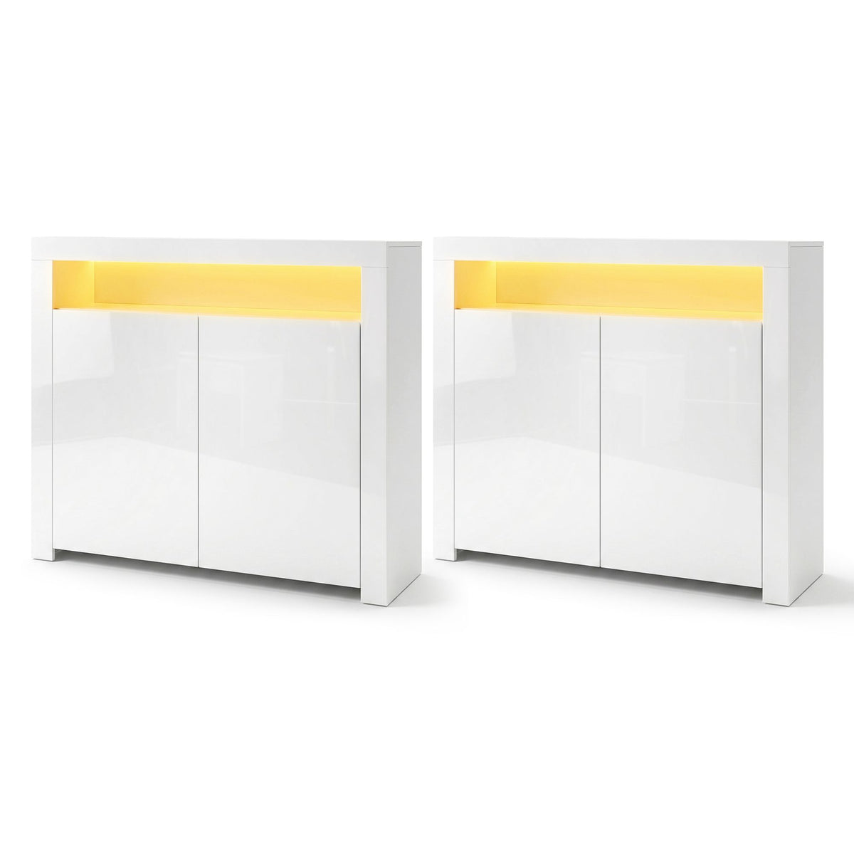 Arno High-Gloss LED Buffet Sideboard Cabinet Set of 2