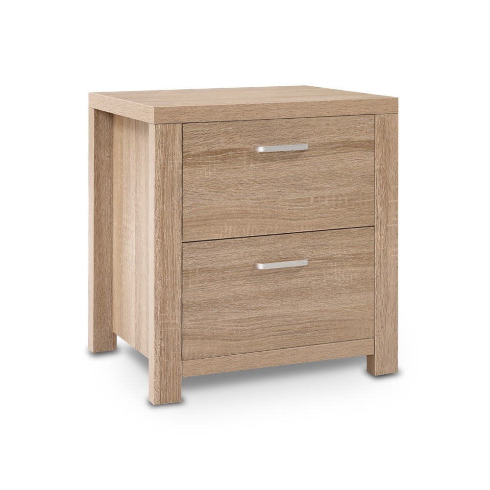 MAXI Bedside Table 2 Drawers Pine Beige