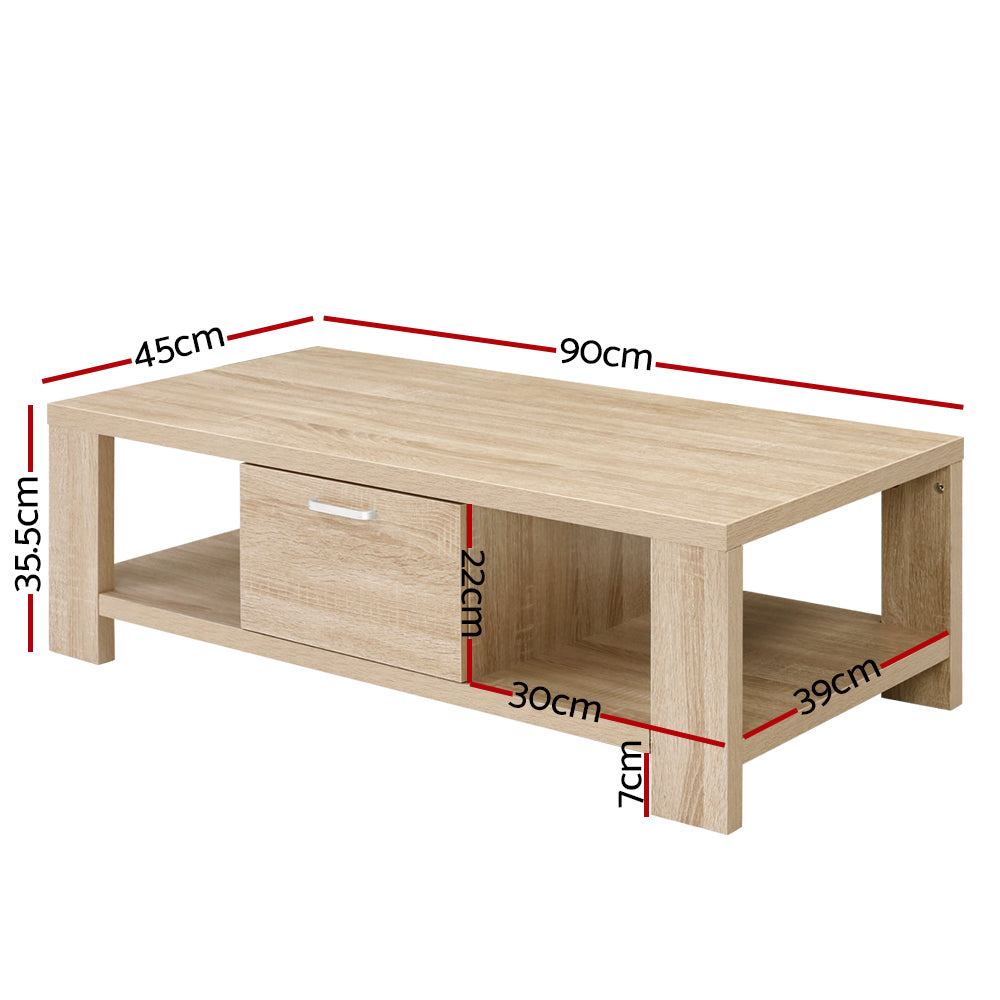 Maxi Oak Coffee Table 1 Drawer