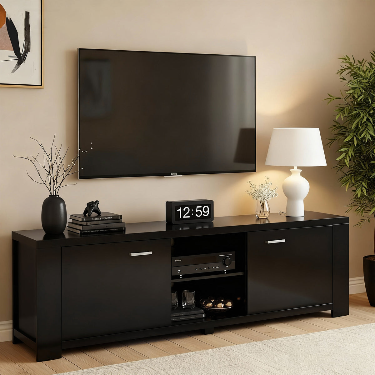 Maxi TV Cabinet Entertainment Unit 160cm Black