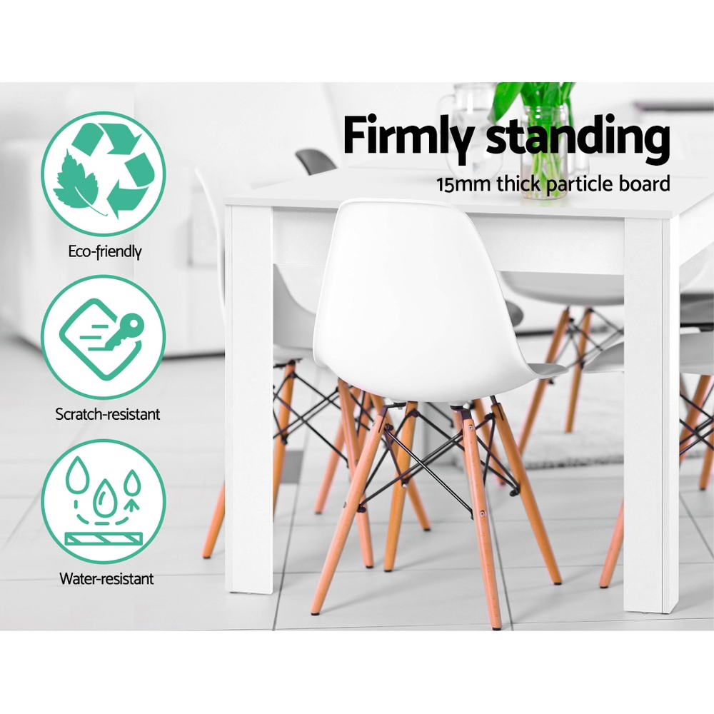 NATU 120CM Rectangular Dining Table 4-6 Seater White