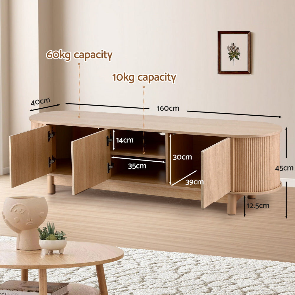Artiss 160cm Entertainment Unit Storage Cabinet Pine
