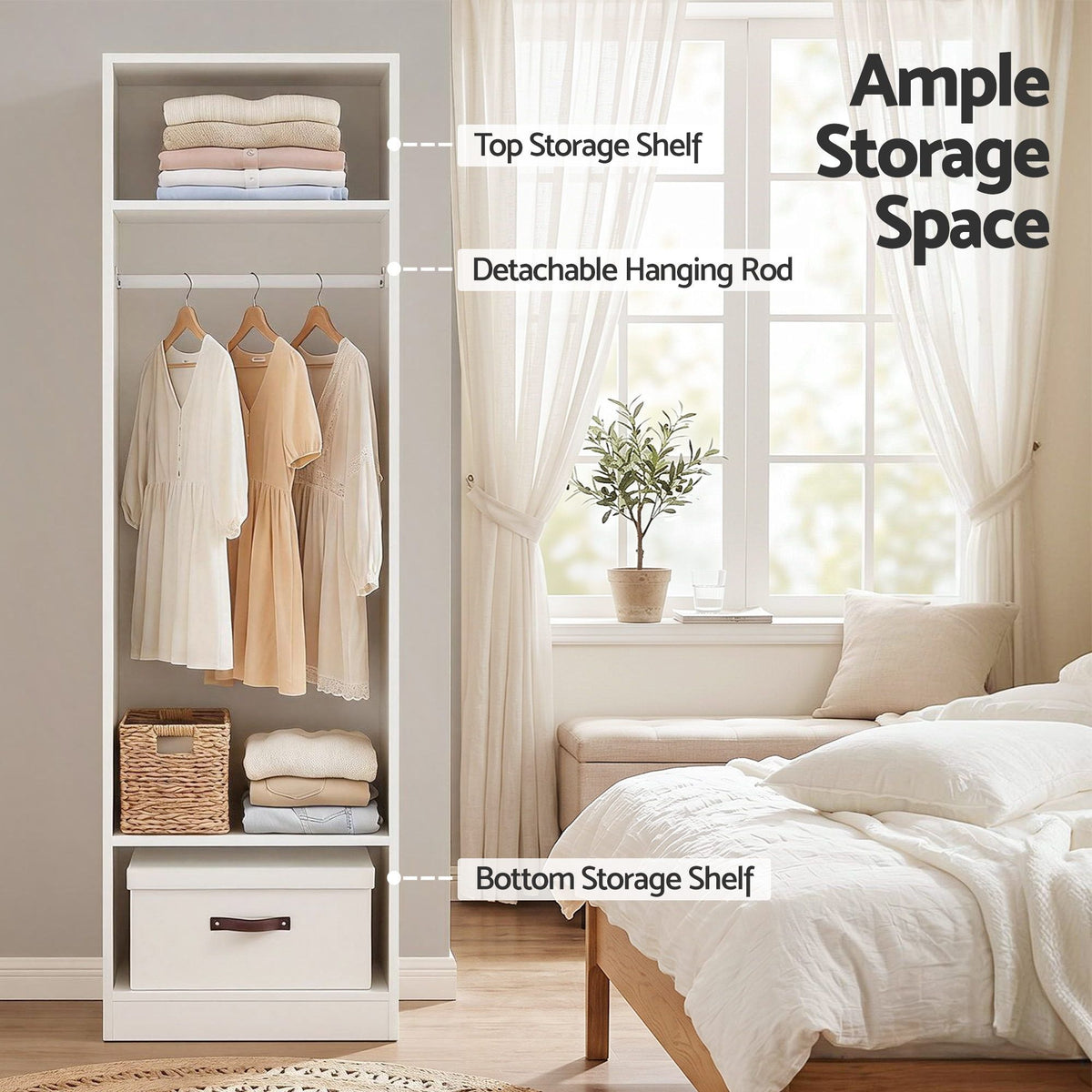 Artiss 2X Wardrobe Clothes Closet Storage Organiser Shelf White