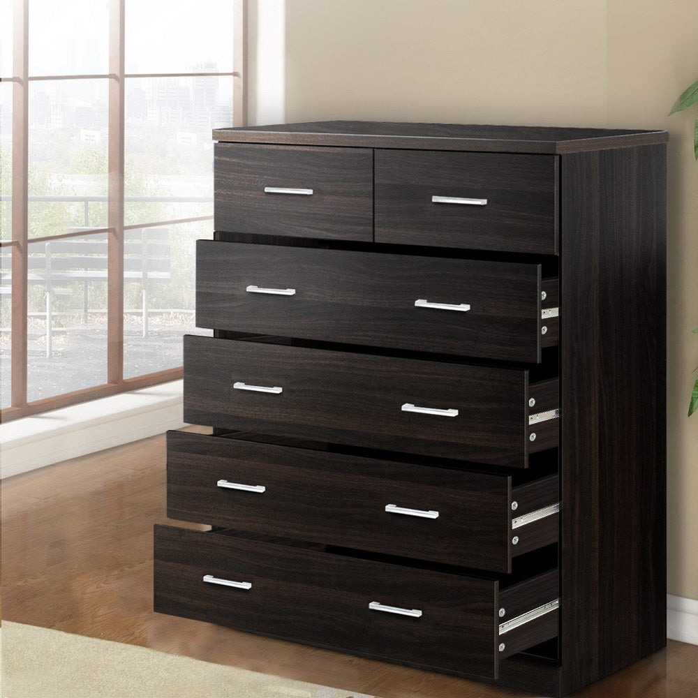 Andes 6 Drawer Tallboy Chest of Drawers Walnut