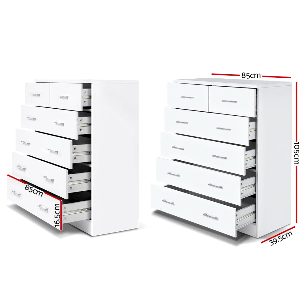 ANDES 6-Drawer Tallboy White
