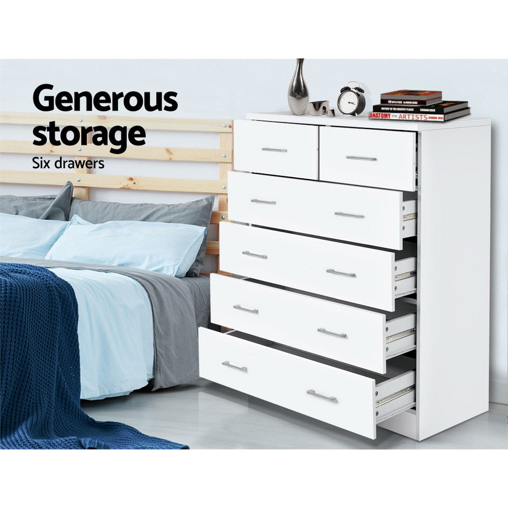 ANDES 6-Drawer Tallboy White