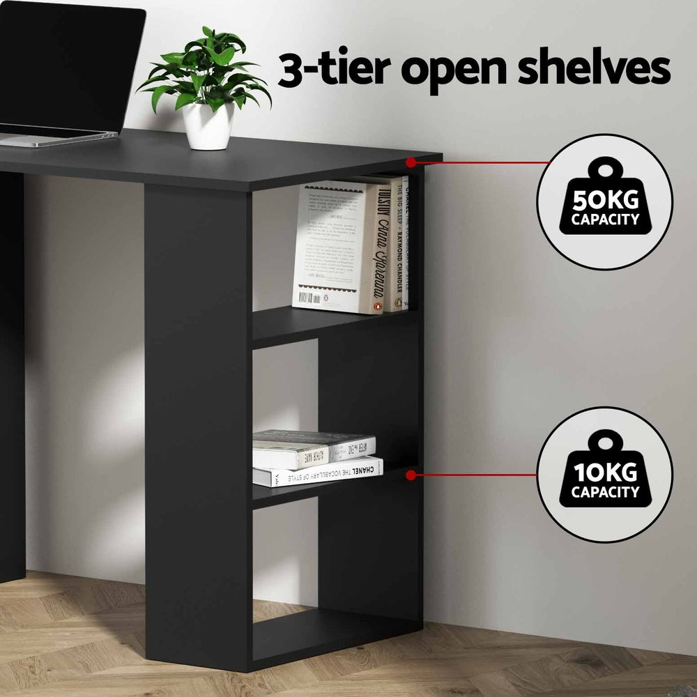 Bobb 120cm Computer Desk Drawer Shelf Cabinet Black