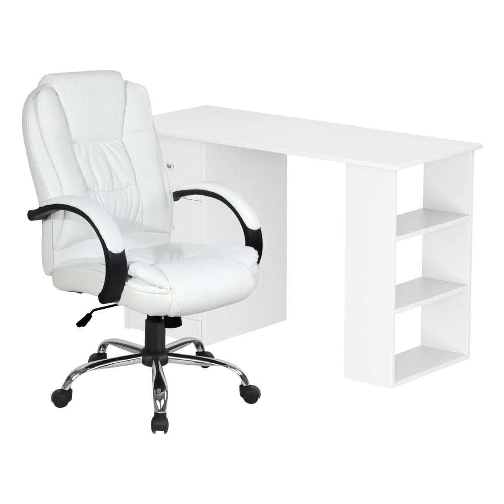 Artiss 120cm Computer Desk & Executive Office Chair Set White