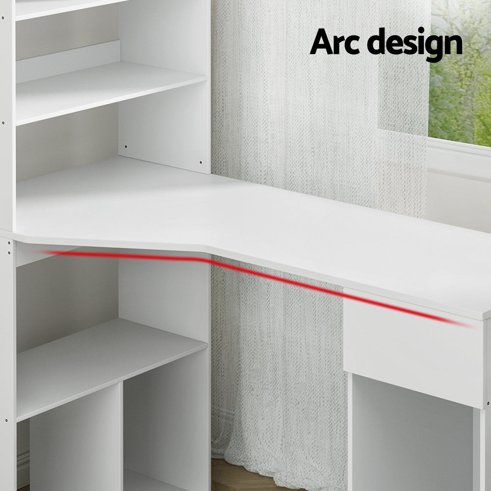 Artiss 120CM Computer Desk with Bookshelf Drawer White