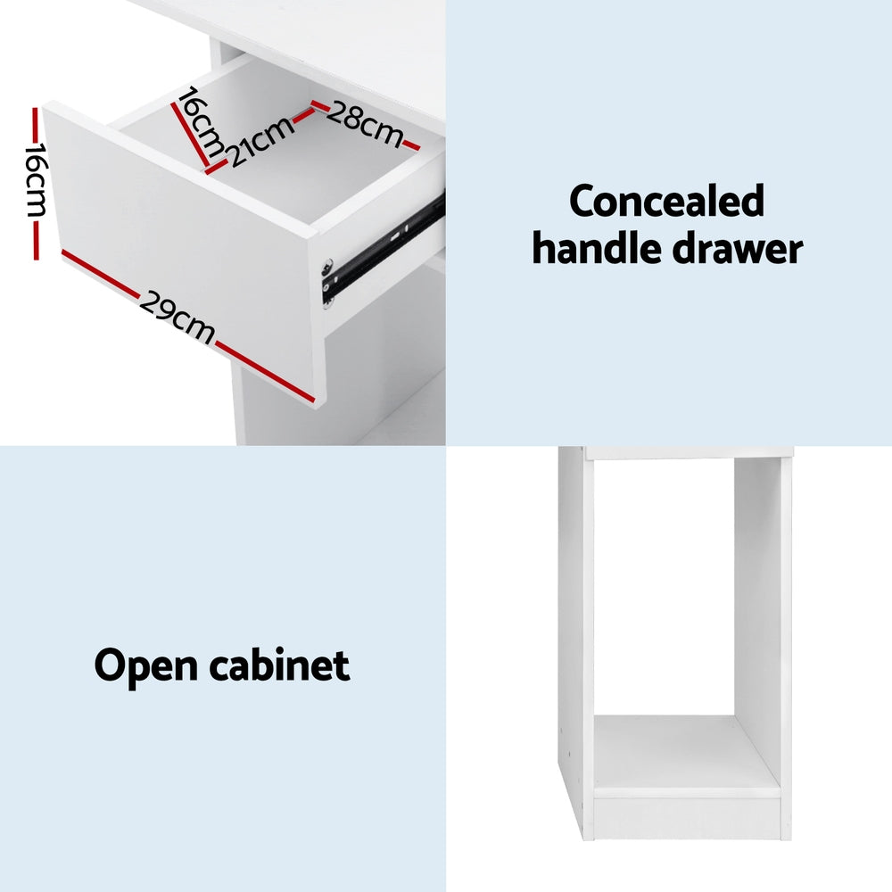Artiss 120CM Computer Desk with Bookshelf Drawer White