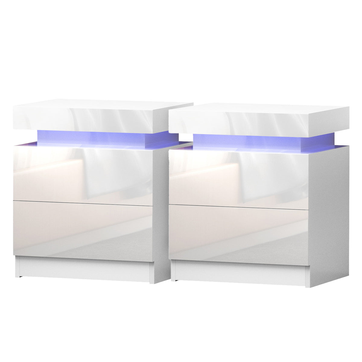 Coley LED Bedside Table with 2 Drawers and Lift-up Storage White