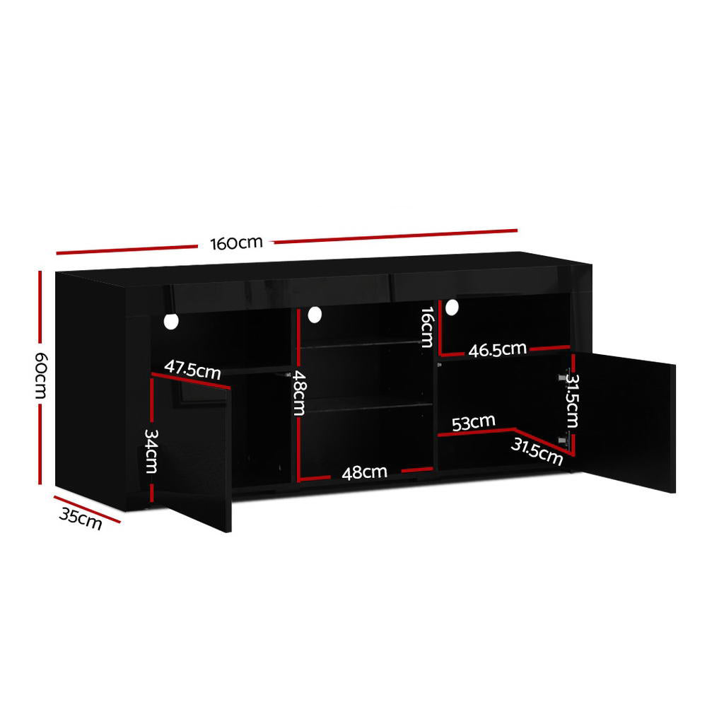 Bobi 160cm TV Cabinet Entertainment Unit LED Black