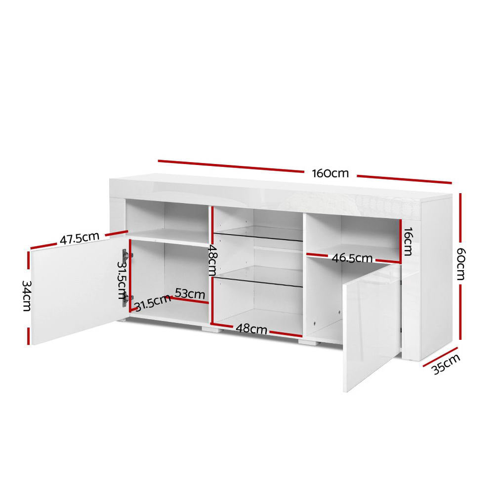 Bobi 160cm TV Cabinet Entertainment Unit LED White