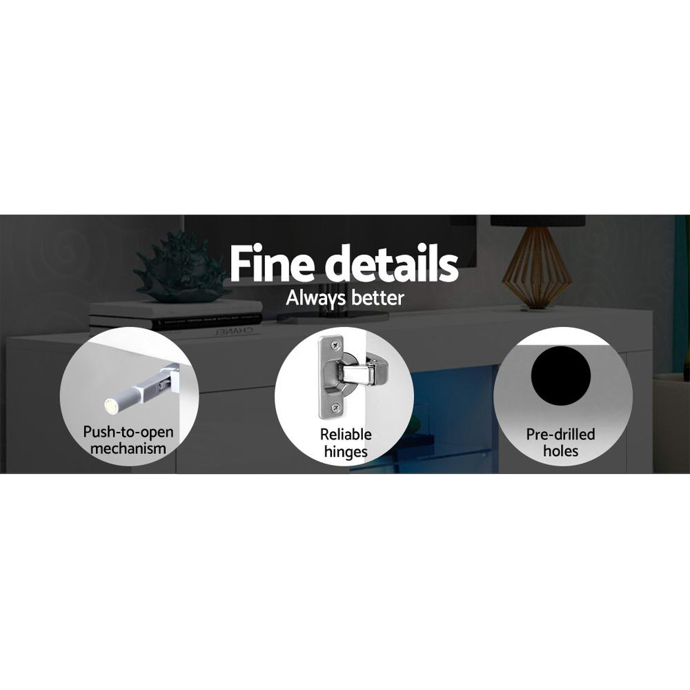 Bobi 160cm TV Cabinet Entertainment Unit LED White